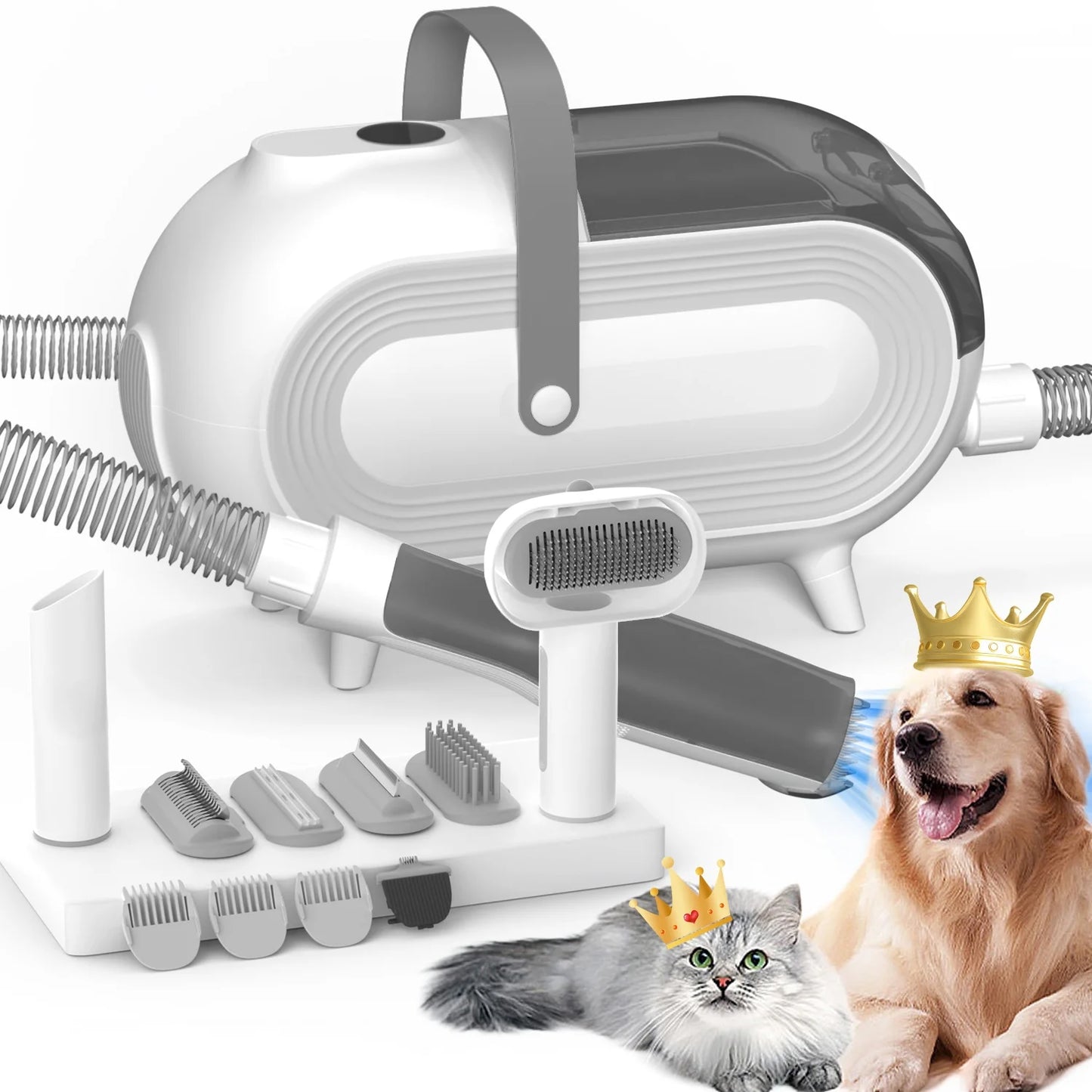 Dog Grooming Kit 2L Pet Hair Grooming Vacuum with 5 Pet Grooming Tools